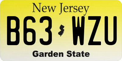 NJ license plate B63WZU