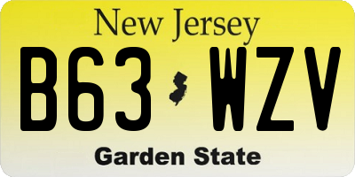 NJ license plate B63WZV