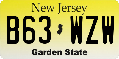 NJ license plate B63WZW