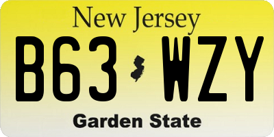 NJ license plate B63WZY
