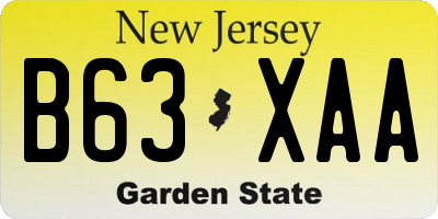 NJ license plate B63XAA