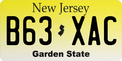 NJ license plate B63XAC