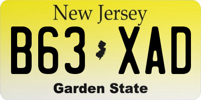 NJ license plate B63XAD