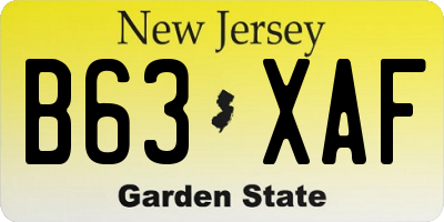 NJ license plate B63XAF