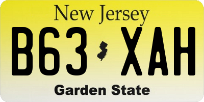 NJ license plate B63XAH