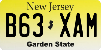 NJ license plate B63XAM