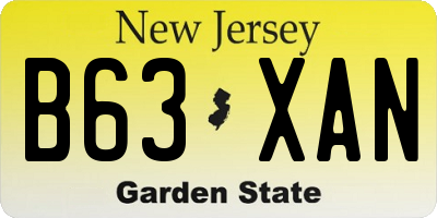 NJ license plate B63XAN