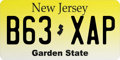 NJ license plate B63XAP