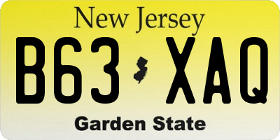 NJ license plate B63XAQ