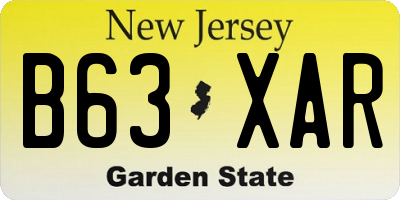 NJ license plate B63XAR