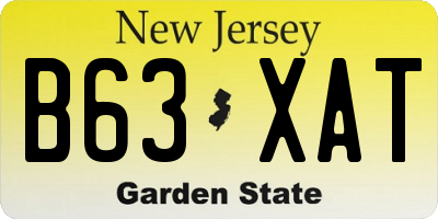 NJ license plate B63XAT