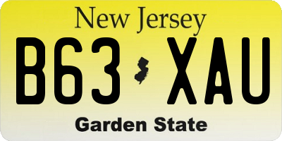 NJ license plate B63XAU