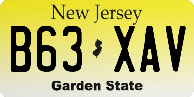 NJ license plate B63XAV