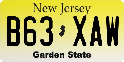 NJ license plate B63XAW