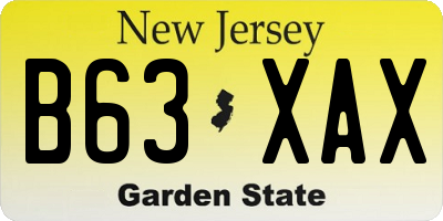 NJ license plate B63XAX
