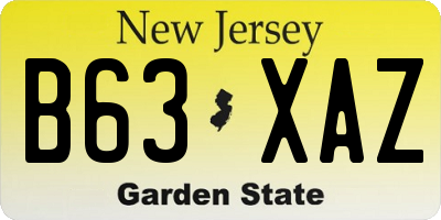 NJ license plate B63XAZ