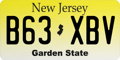 NJ license plate B63XBV