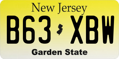 NJ license plate B63XBW