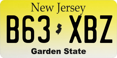 NJ license plate B63XBZ