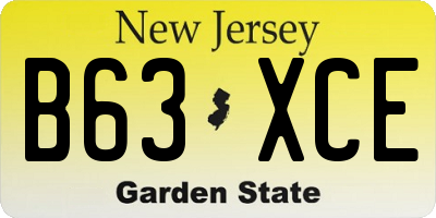 NJ license plate B63XCE