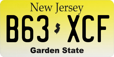 NJ license plate B63XCF