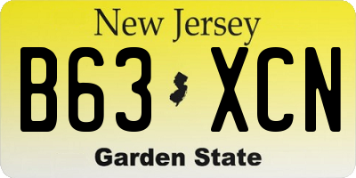 NJ license plate B63XCN