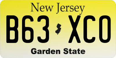 NJ license plate B63XCO