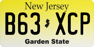 NJ license plate B63XCP