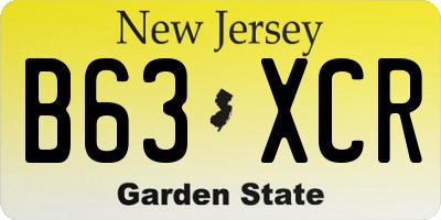 NJ license plate B63XCR