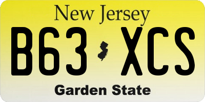 NJ license plate B63XCS