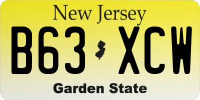 NJ license plate B63XCW