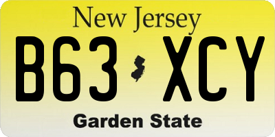 NJ license plate B63XCY