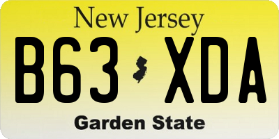 NJ license plate B63XDA