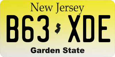 NJ license plate B63XDE