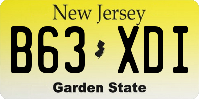 NJ license plate B63XDI