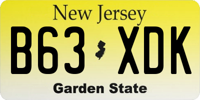 NJ license plate B63XDK