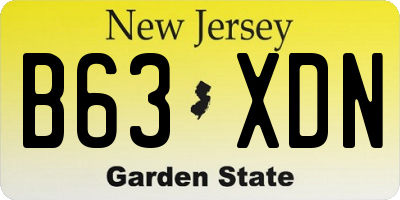 NJ license plate B63XDN
