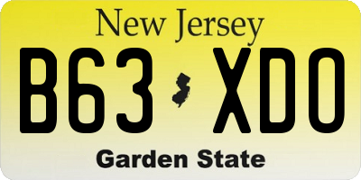 NJ license plate B63XDO