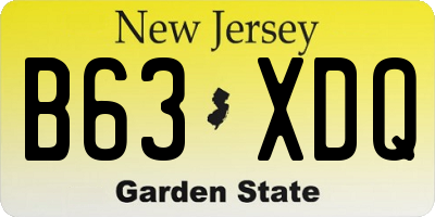 NJ license plate B63XDQ