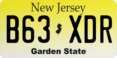 NJ license plate B63XDR