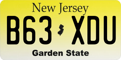 NJ license plate B63XDU
