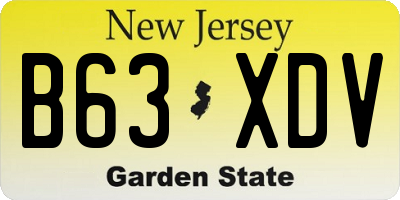 NJ license plate B63XDV