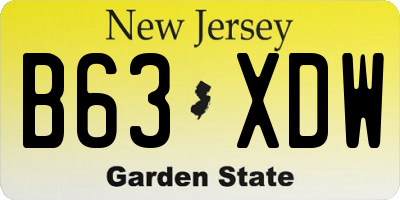 NJ license plate B63XDW