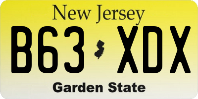 NJ license plate B63XDX
