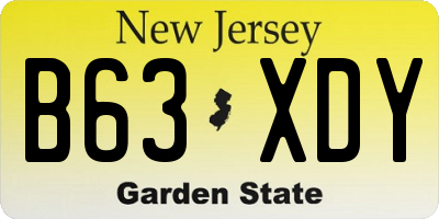 NJ license plate B63XDY