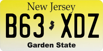 NJ license plate B63XDZ