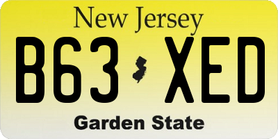 NJ license plate B63XED