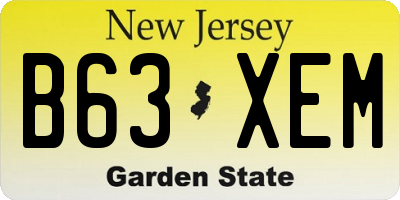 NJ license plate B63XEM