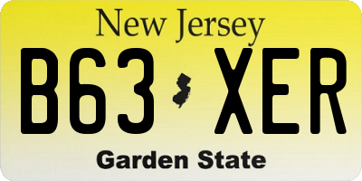 NJ license plate B63XER