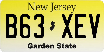 NJ license plate B63XEV
